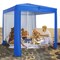 Costway UPF 50+ Beach Tent 6.6ft x 6.6ft Beach Cabana with Folding Table, 5 Sandbags